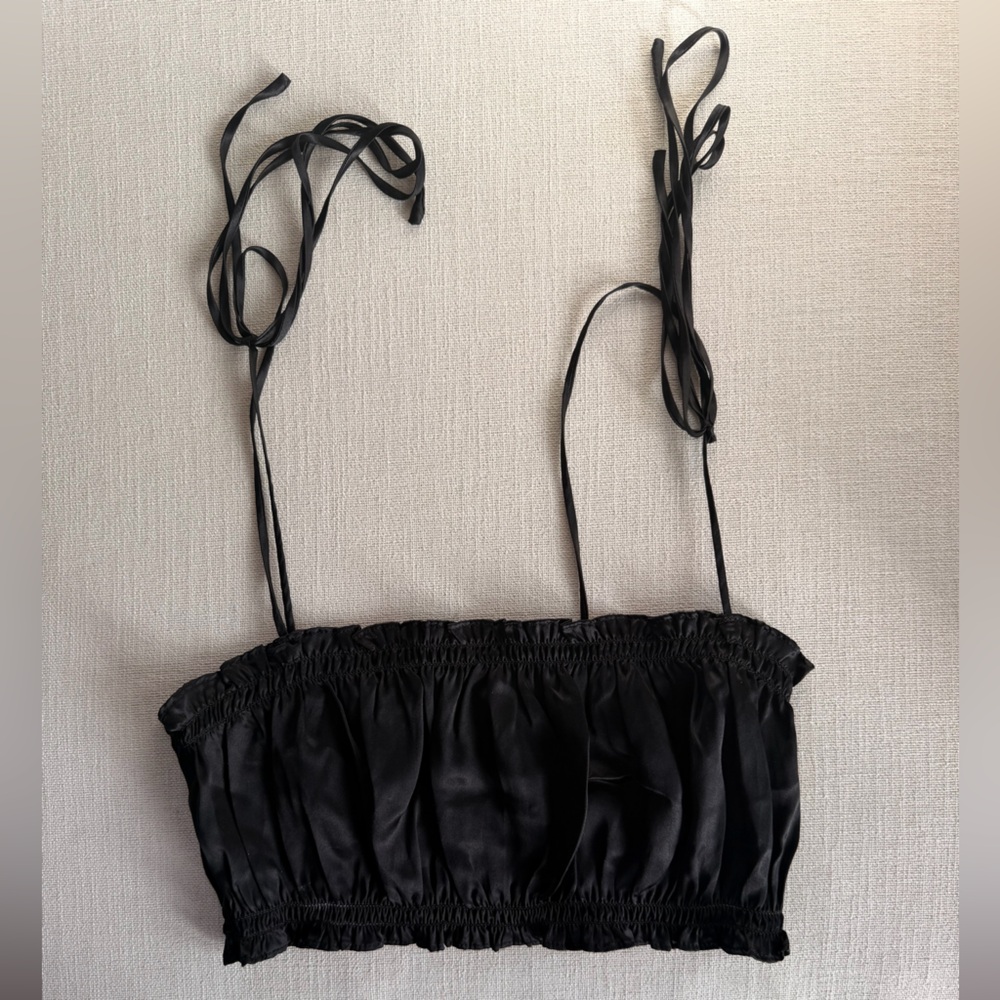 Reformation Black Satin Top with Straps